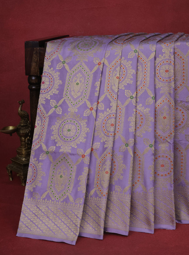 Pastel Lavender Pure Banarasi Silk Saree