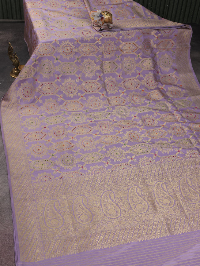 Pastel Lavender Pure Banarasi Silk Saree