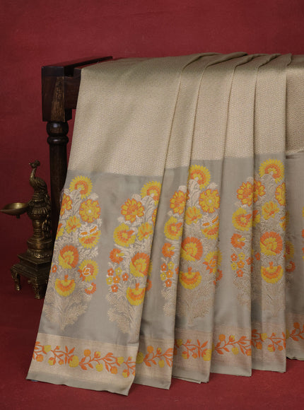 Beige Pure Banarasi Silk Saree