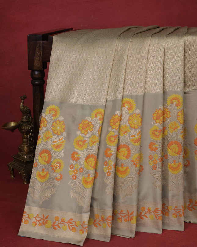 Beige Pure Banarasi Silk Saree