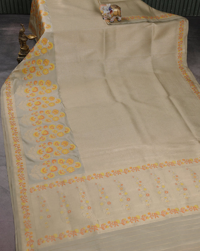 Beige Pure Banarasi Silk Saree