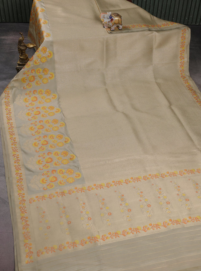 Beige Pure Banarasi Silk Saree