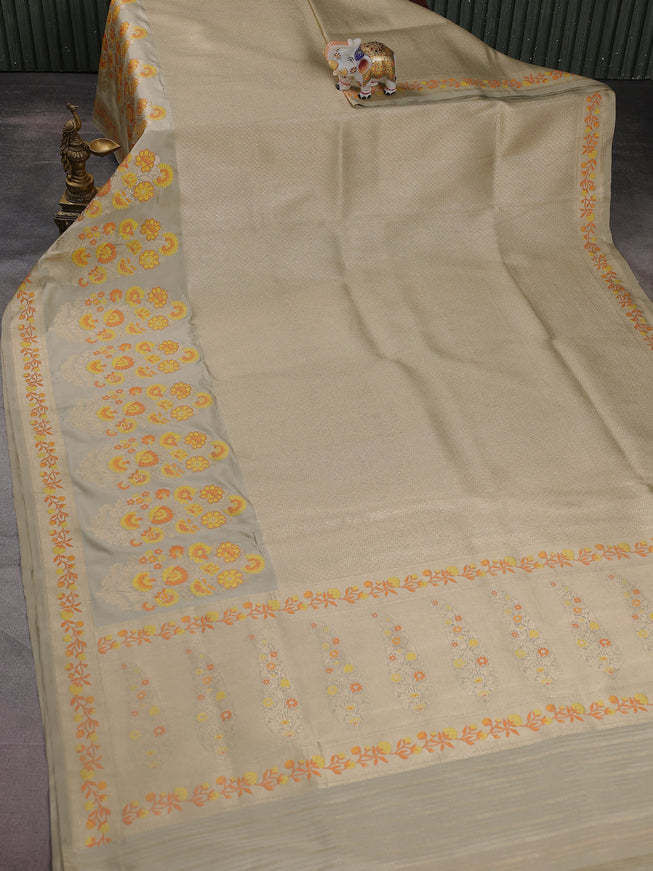 Beige Pure Banarasi Silk Saree