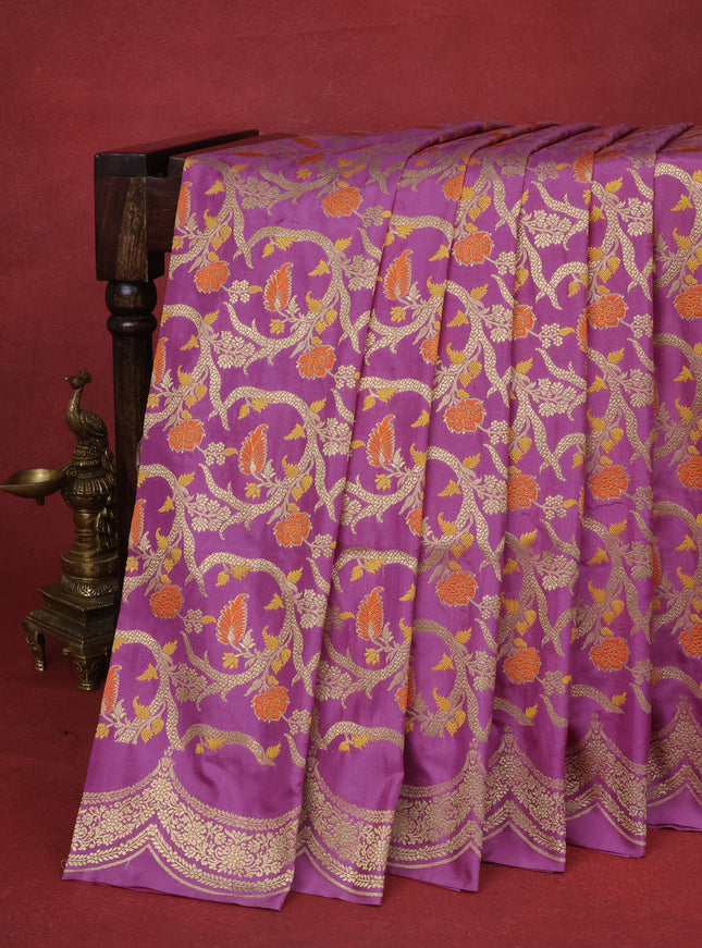 Mauve Pink Pure Banarasi Silk Saree