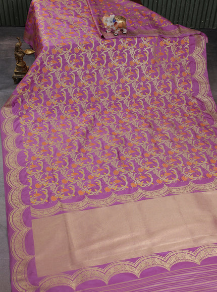 Mauve Pink Pure Banarasi Silk Saree