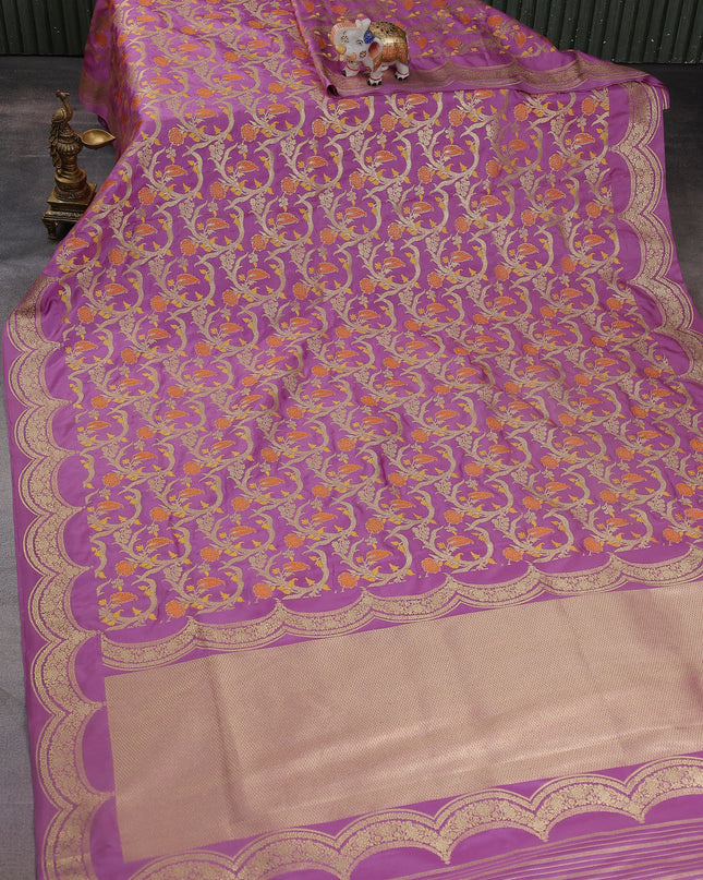 Mauve Pink Pure Banarasi Silk Saree