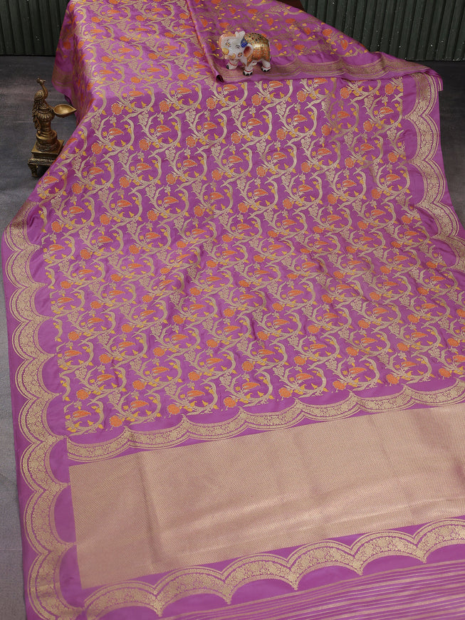 Mauve Pink Pure Banarasi Silk Saree