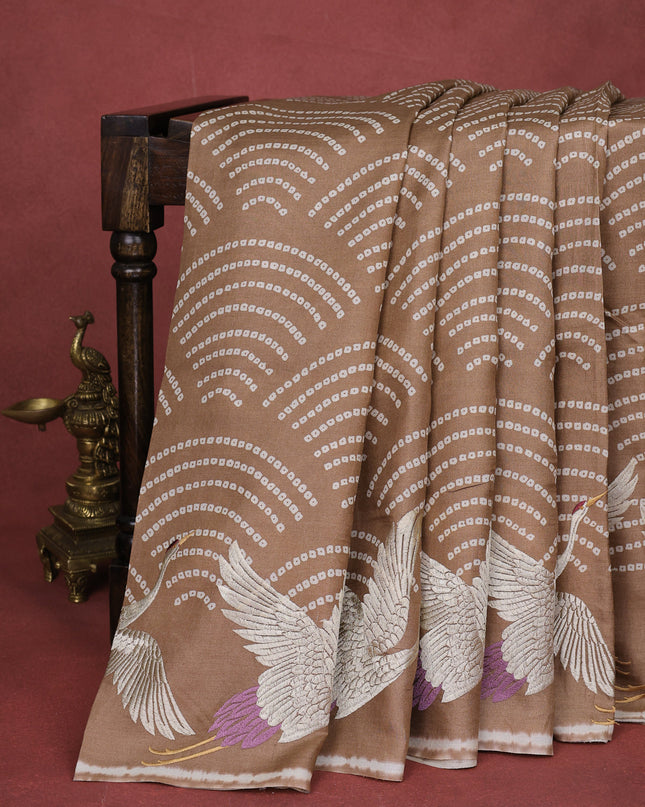 Brown Pure Tussar Silk Saree