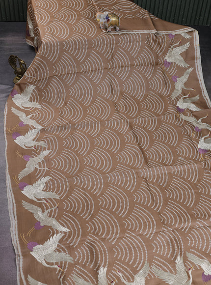 Brown Pure Tussar Silk Saree