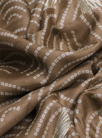 Brown Pure Tussar Silk Saree