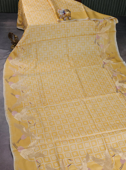 Yellow Pure Tussar Silk Saree