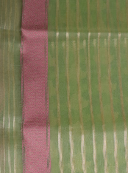 Pastel Green Banarasi Kora Silk Saree