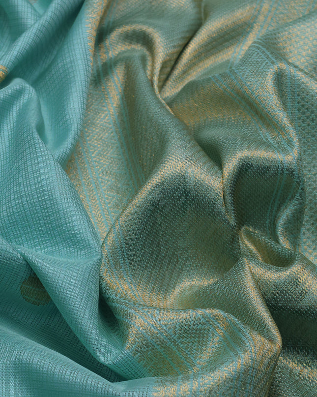 Teal Blue Pure Kanchipuram Kota Saree