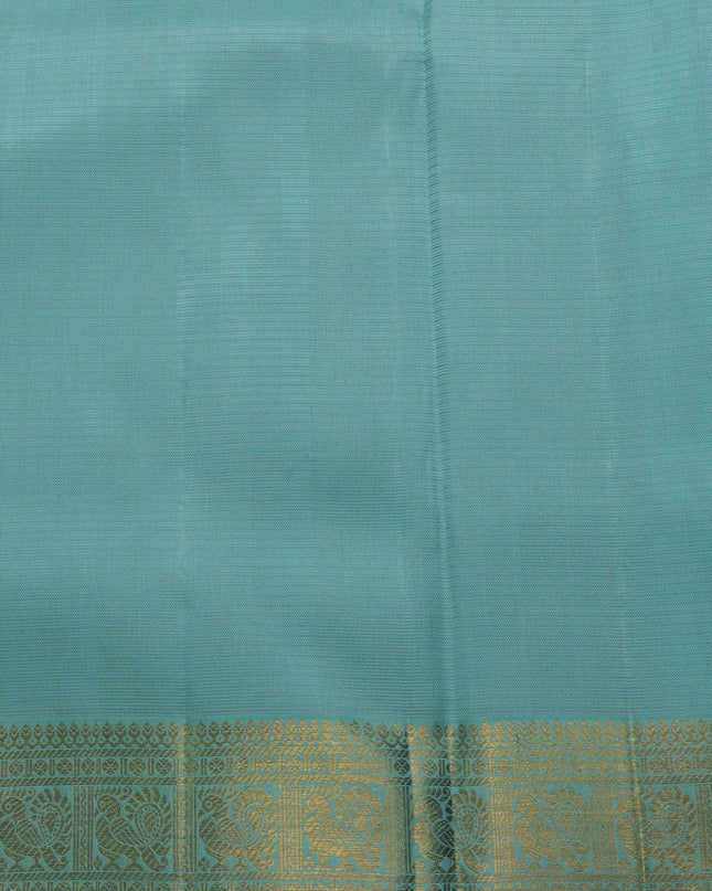 Teal Blue Pure Kanchipuram Kota Saree