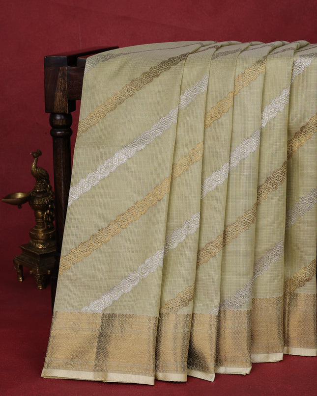 Pista Green Pure Kanchipuram Kota Saree