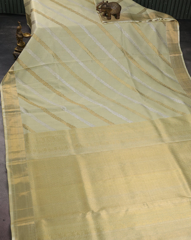 Pista Green Pure Kanchipuram Kota Saree