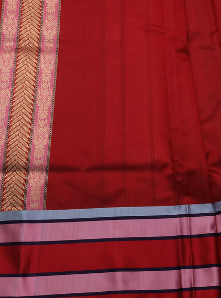 Pastel Green-Red Banarasi Kora Saree