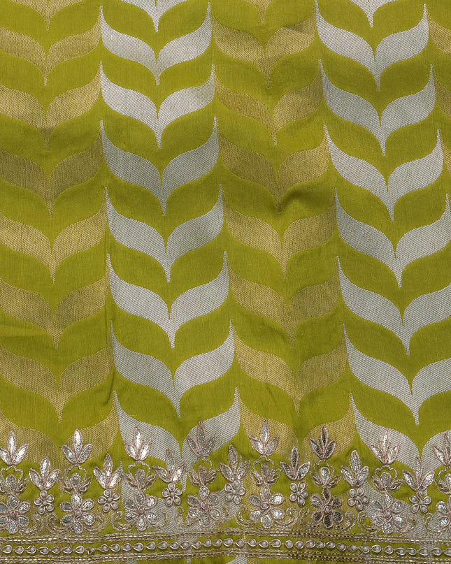 Off White-Violet Light Green Pure Organza Silk Saree