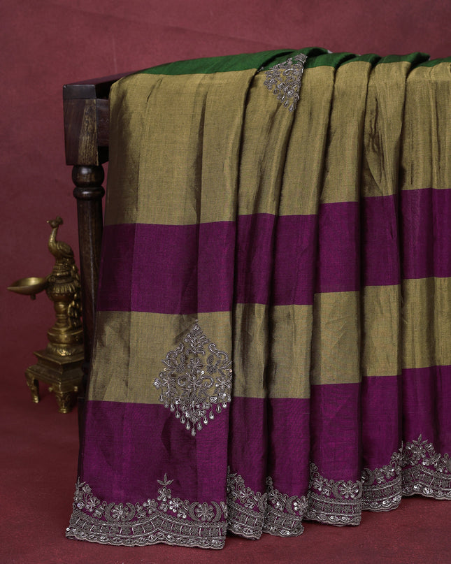 Multi Colour Tissue Silk Saree With Zardosi Work