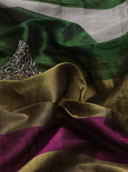 Multi Colour Tissue Silk Saree With Zardosi Work