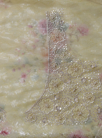 Pale Yellow Georgette Sequin Work Saree
