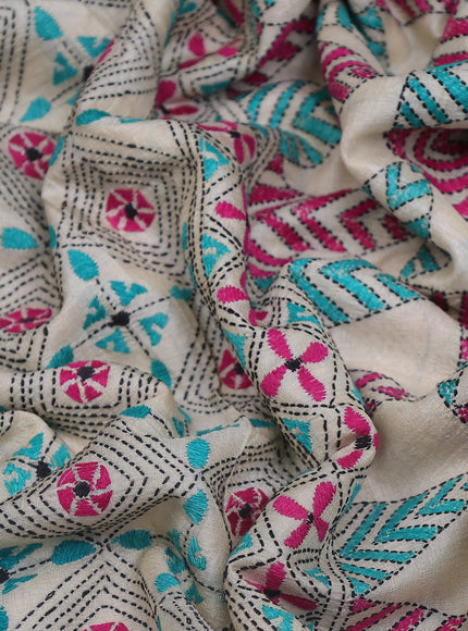 Cream Tussar Silk Saree