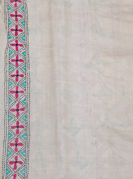 Cream Tussar Silk Saree