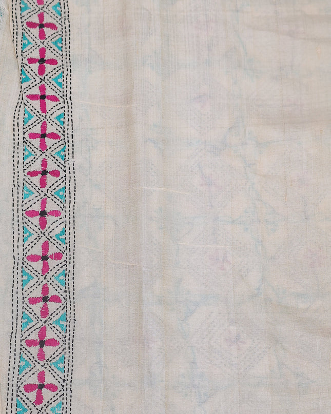 Cream Tussar Silk Saree