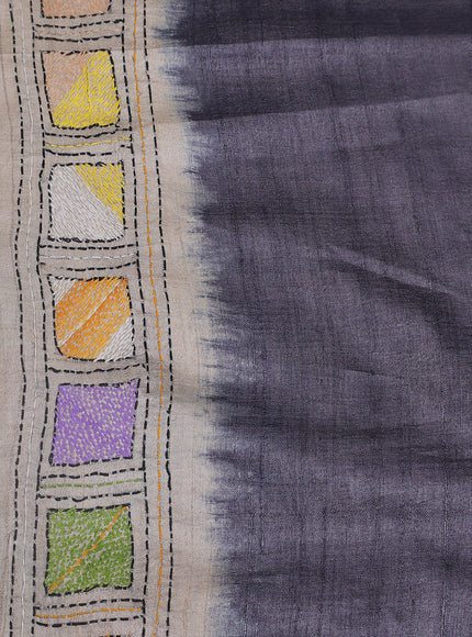 Pastel Grey -Dark Grey Tussar Silk Saree