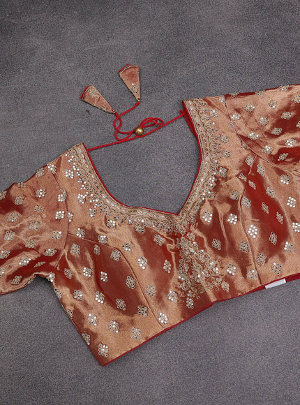Red Banarasi Silk Saree With Embroidery Readymade Blouse