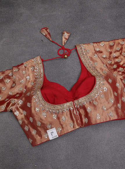 Red Banarasi Silk Saree With Embroidery Readymade Blouse
