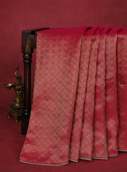 Pink Banarasi Silk Saree With Embroidery Readymade Blouse