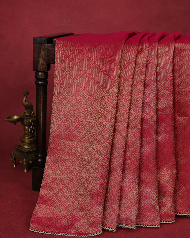Pink Banarasi Silk Saree With Embroidery Readymade Blouse