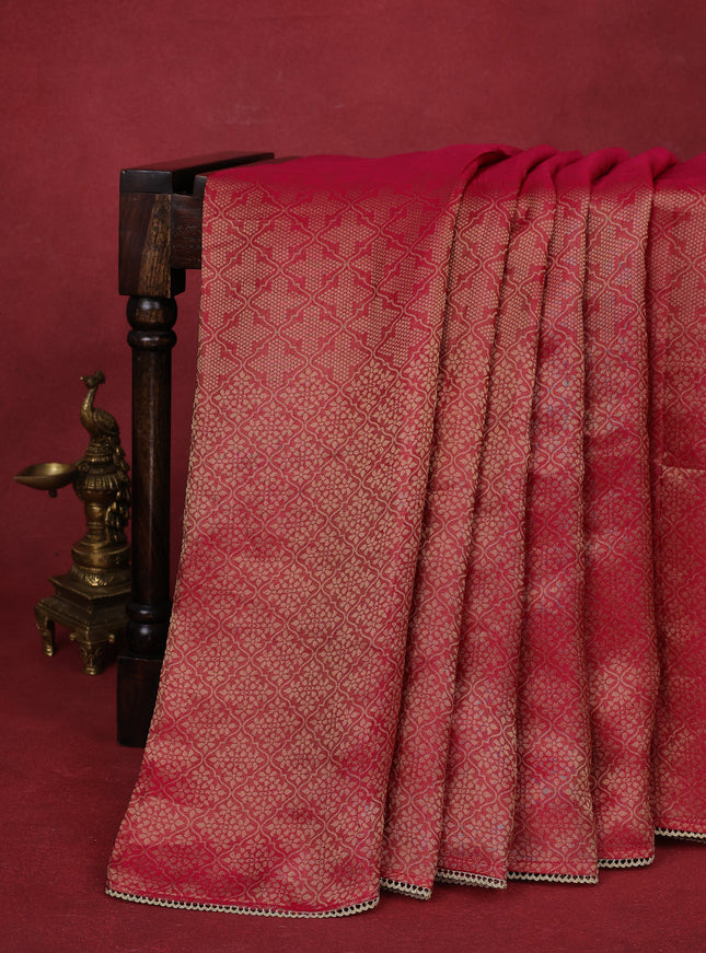 Pink Banarasi Silk Saree With Embroidery Readymade Blouse