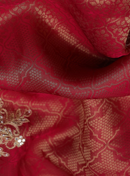 Pink Banarasi Silk Saree With Embroidery Readymade Blouse