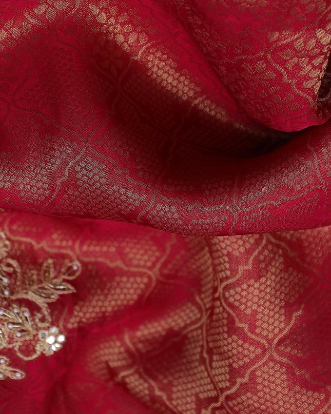 Pink Banarasi Silk Saree With Embroidery Readymade Blouse