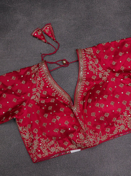 Pink Banarasi Silk Saree With Embroidery Readymade Blouse