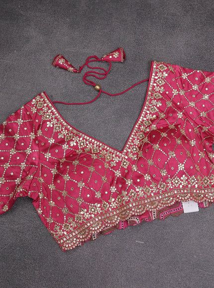 Pink Shade Tissue Silk Saree With Embroidery Readymade Blouse