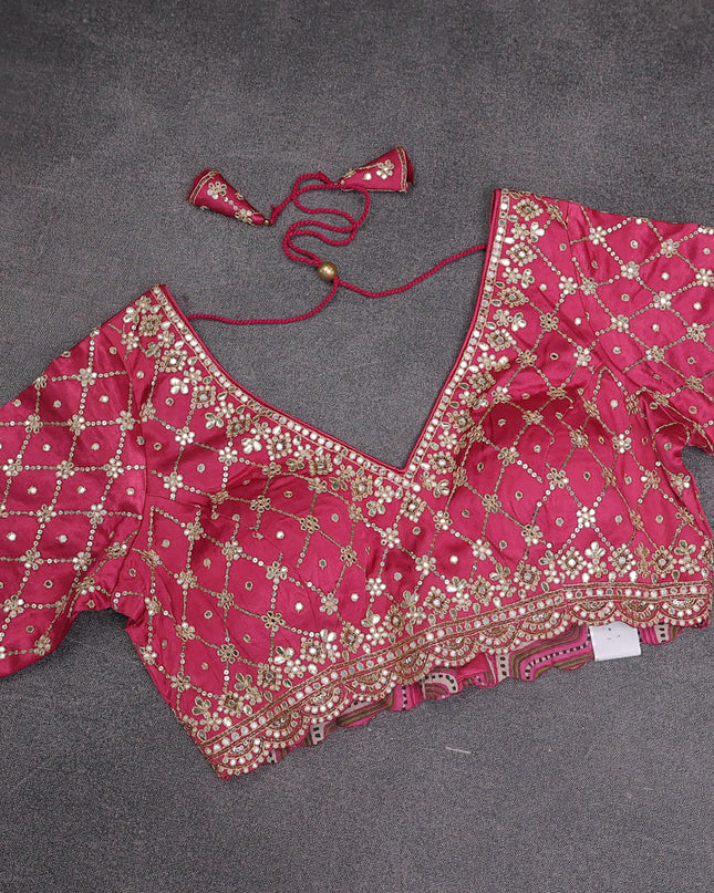 Pink Shade Tissue Silk Saree With Embroidery Readymade Blouse