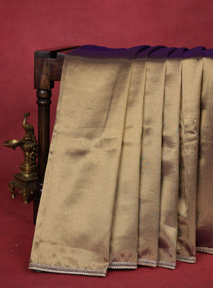 Violet Tissue Silk Saree With Embroidery Readymade Blouse