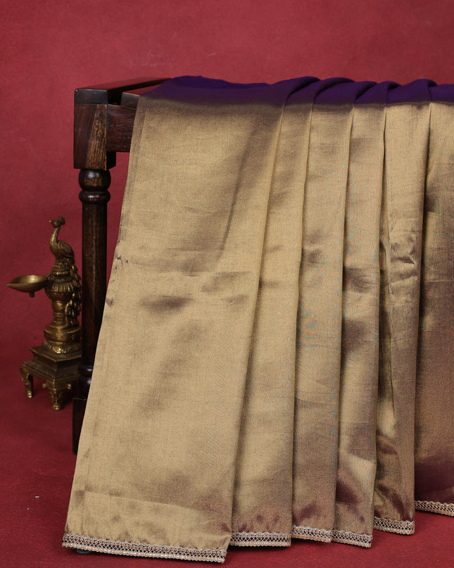 Violet Tissue Silk Saree With Embroidery Readymade Blouse