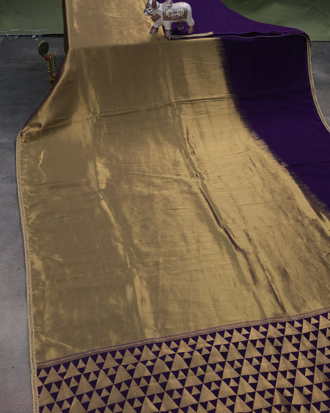 Violet Tissue Silk Saree With Embroidery Readymade Blouse