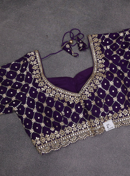 Violet Tissue Silk Saree With Embroidery Readymade Blouse
