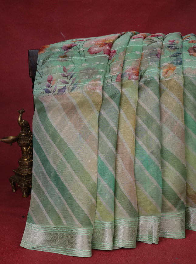 Pastel Green Organza Silk Saree