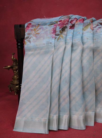 Pastel Blue Organza Silk Saree