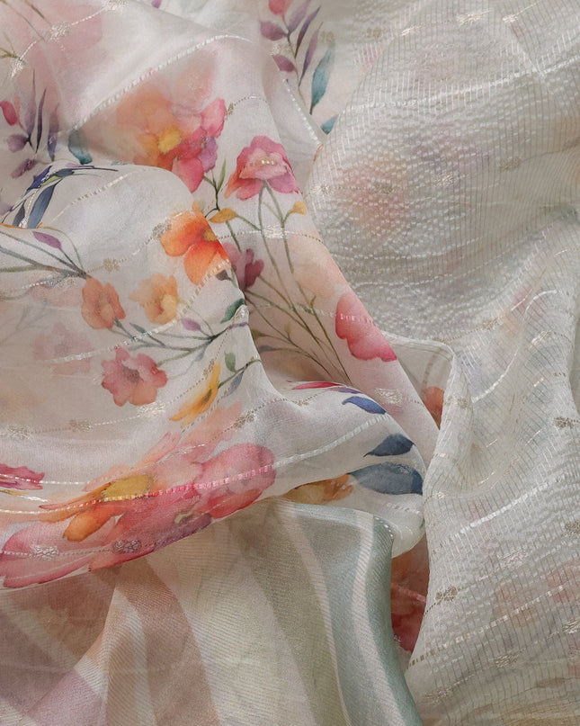 Off White Organza Silk Saree
