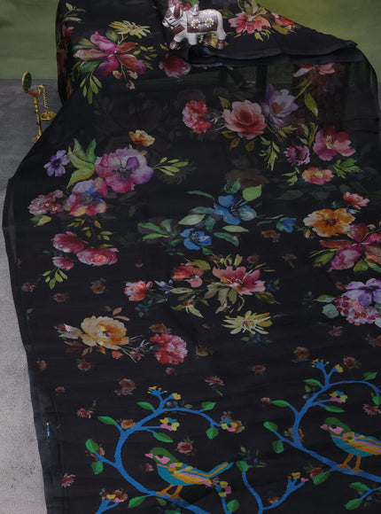 Black Organza Silk Saree