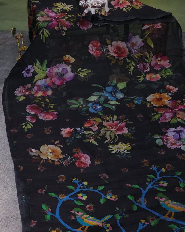Black Organza Silk Saree