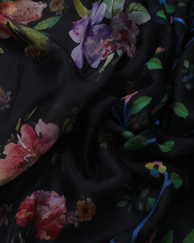 Black Organza Silk Saree