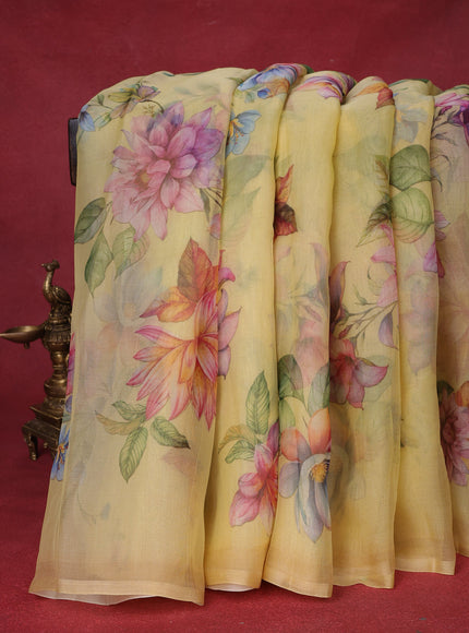 Yellow Organza Silk Saree